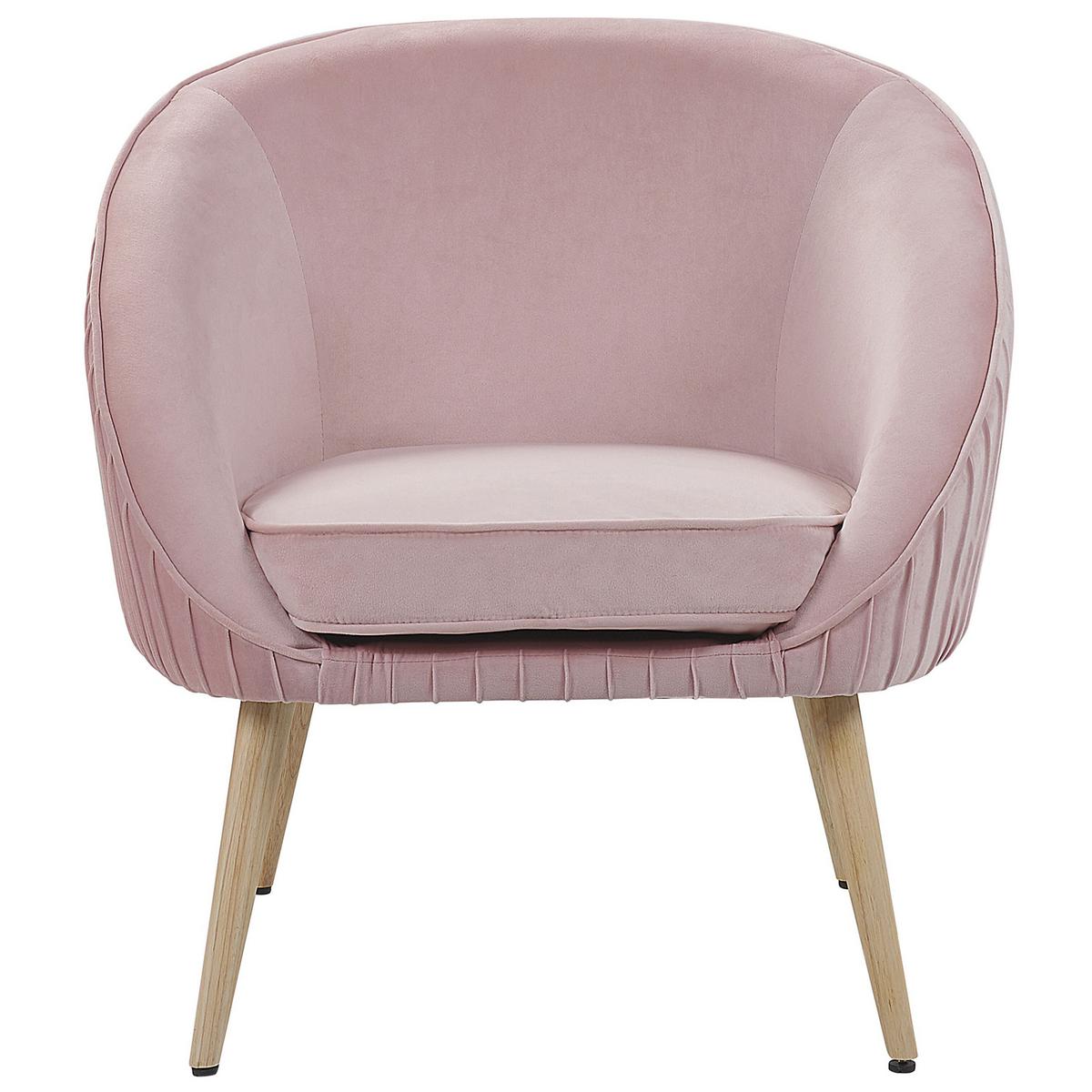 SESSEL Samtstoff Rosa Tromso - Pink, Holz/Textil (73/73/54cm) - Beliani