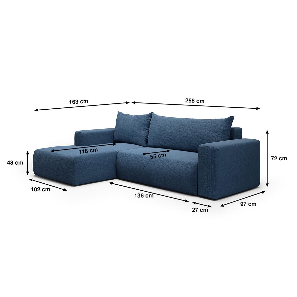 ECKSOFA Bliss 3 Sitzplätze Blau - Blau, Holz (268/163cm) - Petits-meubles