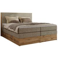 BOXBETT WOOD CLASSIC KING 200/200 - Dunkelbeige Strukture - H3 - Cappuccino, Textil (200/200cm) - MKS