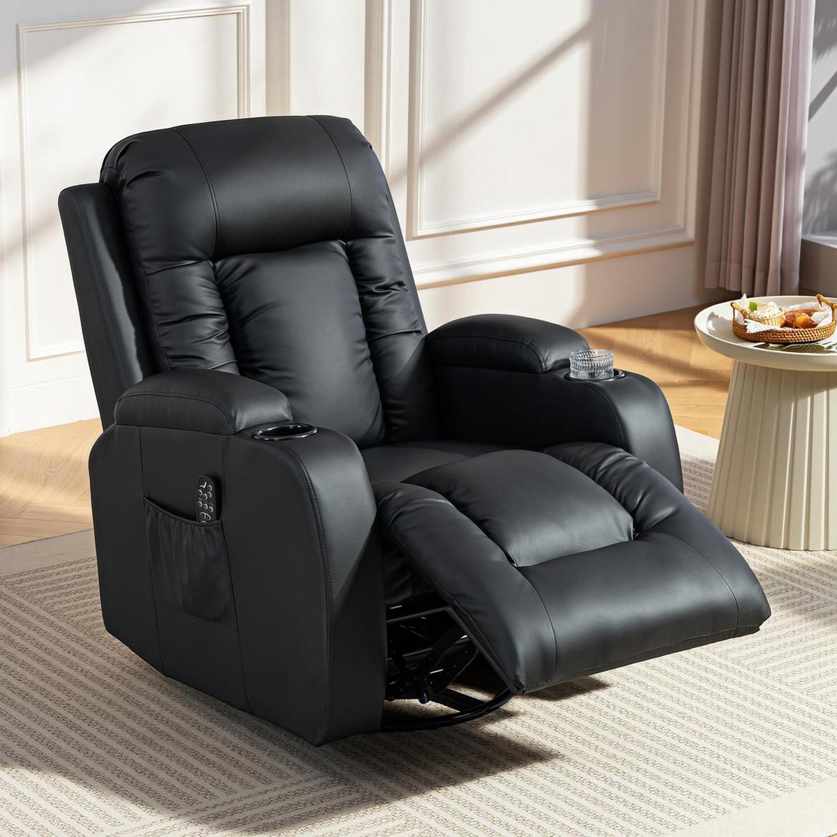 RELAXSESSEL elektrisch verstellbar Massagesessel mit Liegefunktion, Heizung - Hellgrau/Schwarz, Textil (82/103/99cm) - HOMCOM