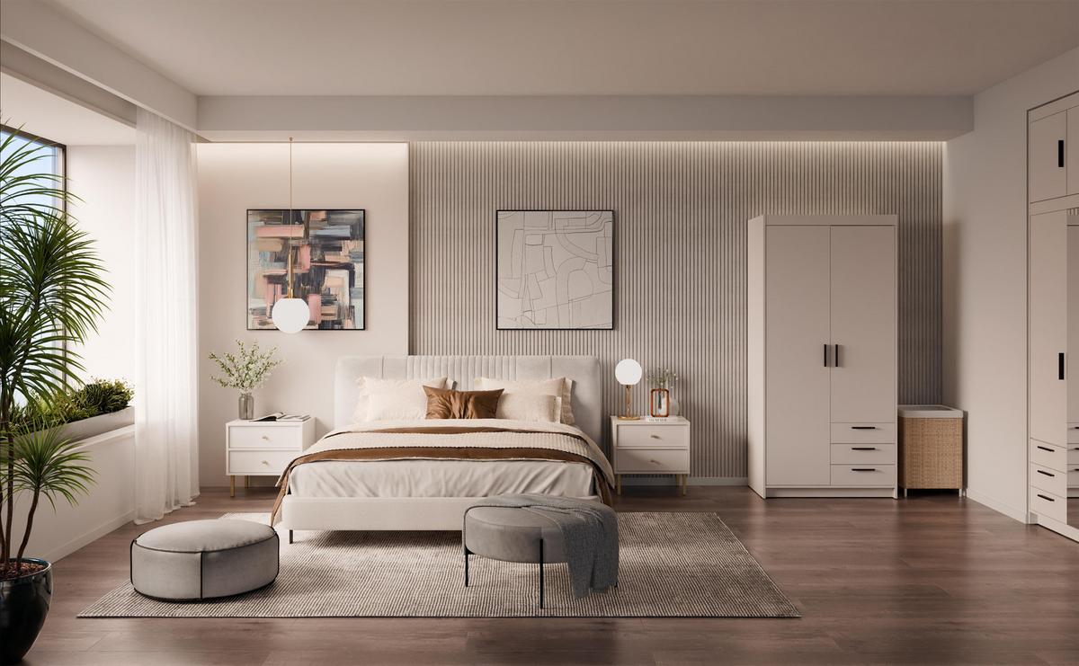 KLEIDERSCHRANK Storicos Beige 89,7/190,5/53 cm - 2T3S Modern mit Schubladen - Beige, Holzwerkstoff/Kunststoff (89.8/190.5/53cm) - AX Living