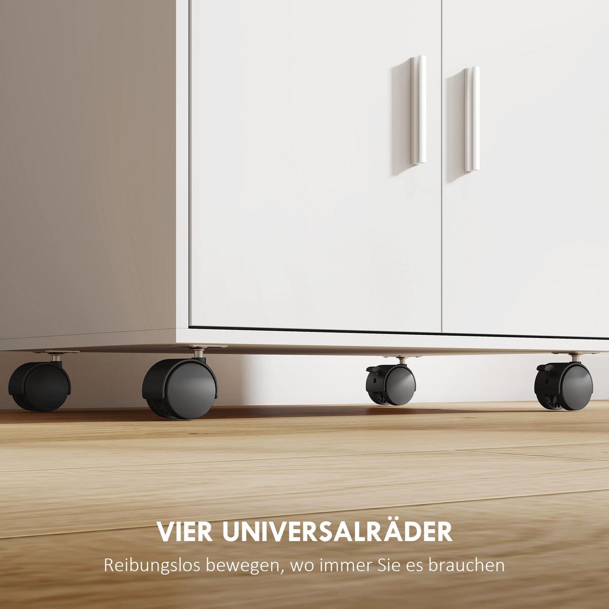 KÜCHENSCHRANK mit Rollen & Schublade Weiß - Weiß, Holzwerkstoff (40/92/59cm) - HOMCOM