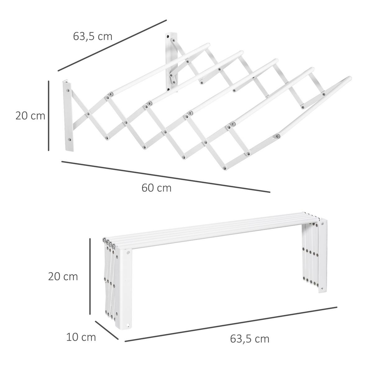 WÄSCHESTÄNDER Eisen Weiß - Weiß, Metall (60/20/63.5cm) - HOMCOM