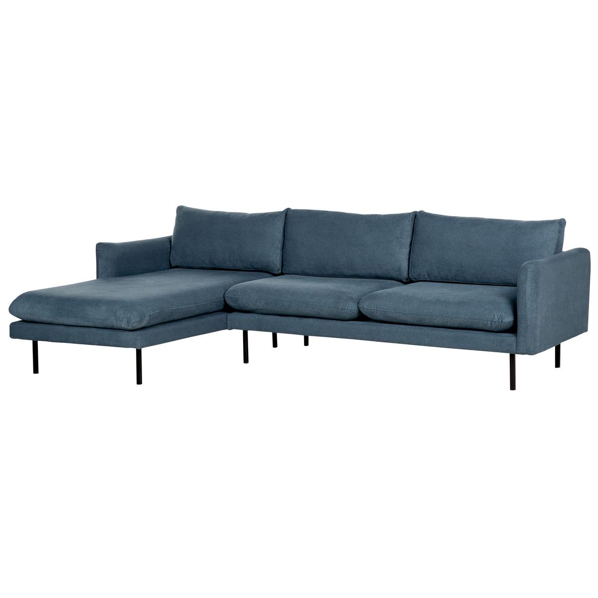 ECKSOFA 4-Sitzer Chenillegewebe Blau rechtsseitig Vinterbro - Blau/Schwarz, Textil (279/162cm) - Beliani