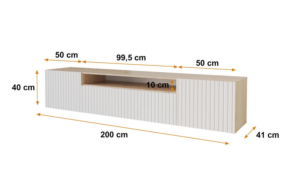 LOWBOARD KITO-W 200x40x41 cm - Artisan / Weiß - Eiche Artisan/Weiß, Holzwerkstoff (200/40/41cm) - ALTDECOR