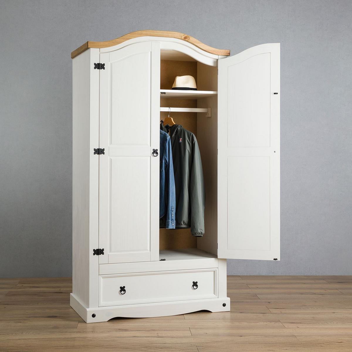 KLEIDERSCHRANK CAMPO weiß/braun - Weiß/Braun, Holz (100/190/51cm) - IDIMEX