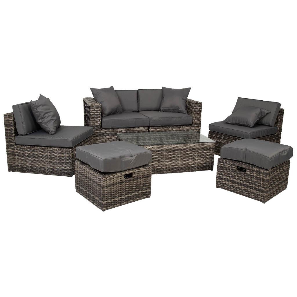 GARTENLOUNGE aus Rattan - Grau, Naturmaterialien - Wanderlust