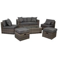 GARTENLOUNGE aus Rattan - Grau, Naturmaterialien - Wanderlust