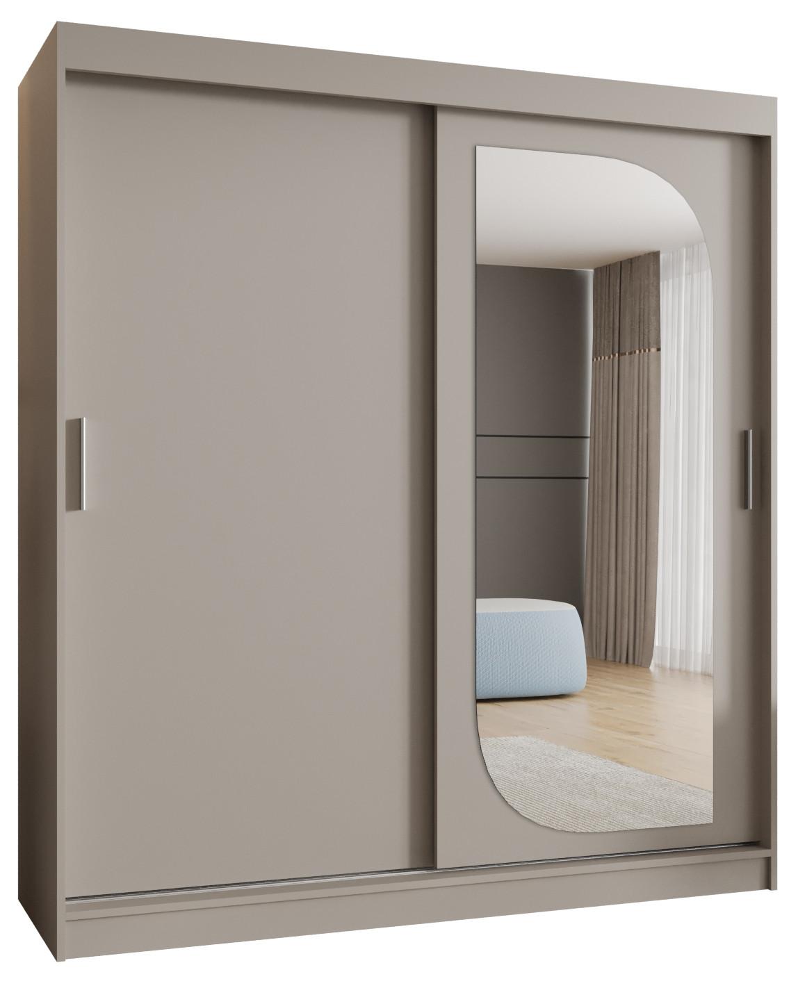 SCHIEBETÜRENSCHRANK mit Spiegel LUCY 200/180/62 2-türig - Kaschmir/Silberfarben, Holz (180/200/62cm) - MÖBEL KRYSPOL