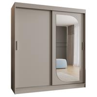SCHIEBETÜRENSCHRANK mit Spiegel LUCY 200/180/62 2-türig - Kaschmir/Silberfarben, Holz (180/200/62cm) - MÖBEL KRYSPOL