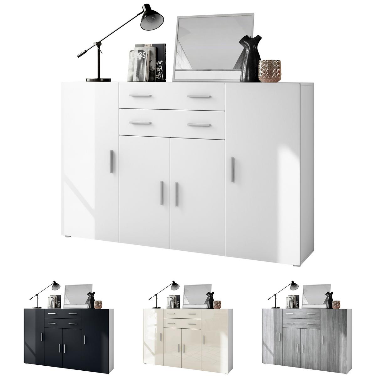 HIGHBOARD Aron Fronten in Schwarz Hochglanz - Schwarz Hochglanz, Holzwerkstoff (166.5/106.5/35cm) - Vladon