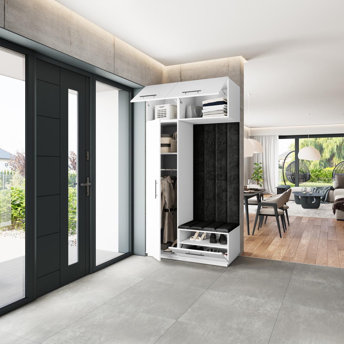 GARDEROBENSCHRANK REMA 120/240/60 cm Modern Weiß - Schwarz/Weiß, Holzwerkstoff (120/240/60cm) - MASSENO