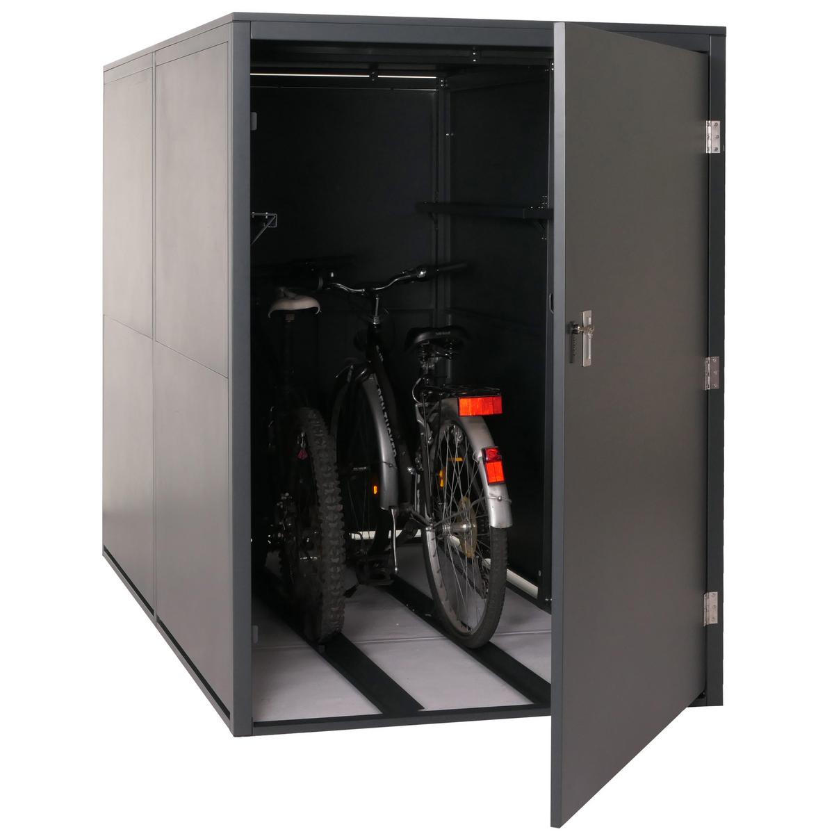 2ER-FAHRRADGARAGE L56C rechteckig Anthrazit - Anthrazit, Metall (113/160/209cm) - MCW