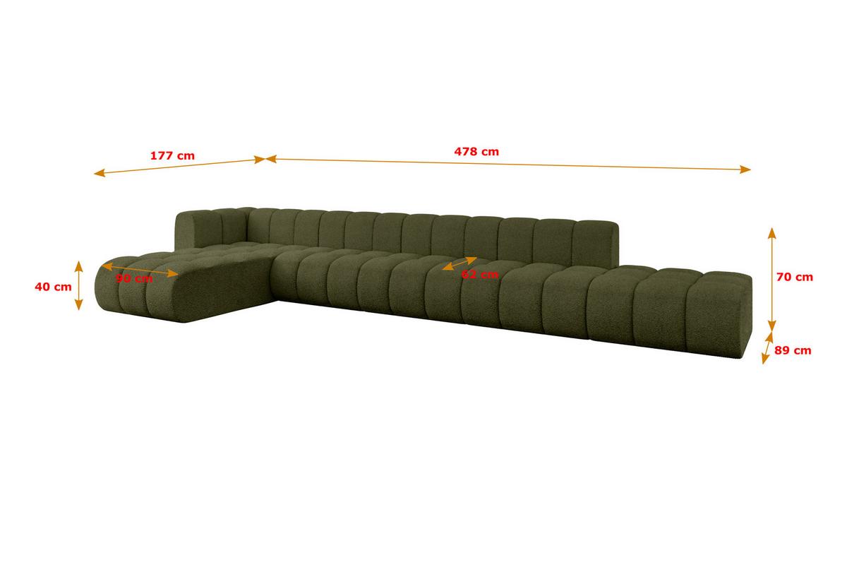 ECKSOFA modulares Sofa Zuvon-L3 - 478x177x70 cm Grün - Grün, Holzwerkstoff/Textil (478/177cm) - ALTDECOR