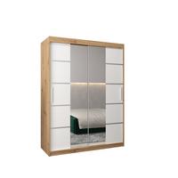 SCHWEBETÜRENSCHRANK 200/150/62 2-türig - Silberfarben/Weiß, Holz/Kunststoff (150/200/62cm) - MÖBEL KRYSPOL