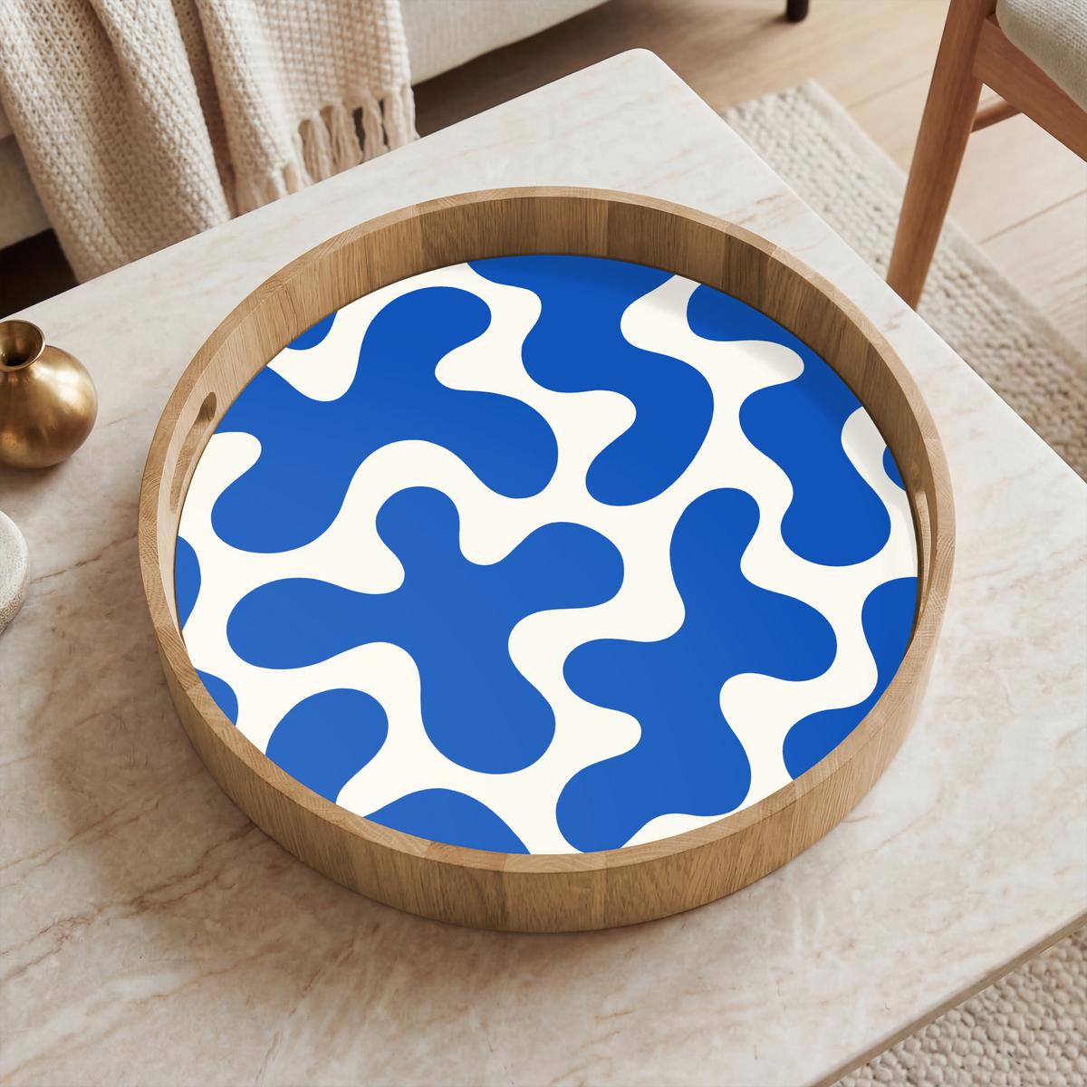 TABLETT Formen - Abstrakt - Blau - Wellen 40x40 cm - Blau, Holz (40/5/5cm) - OnlyWow