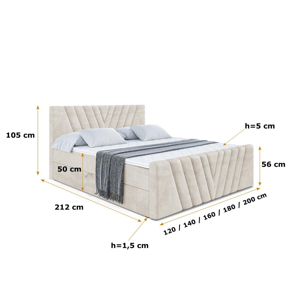 BOXBETT ERNINA-Z - 140x200 cm - H4 - Ecru - Ecru, Holzwerkstoff (140/200cm) - ALTDECOR