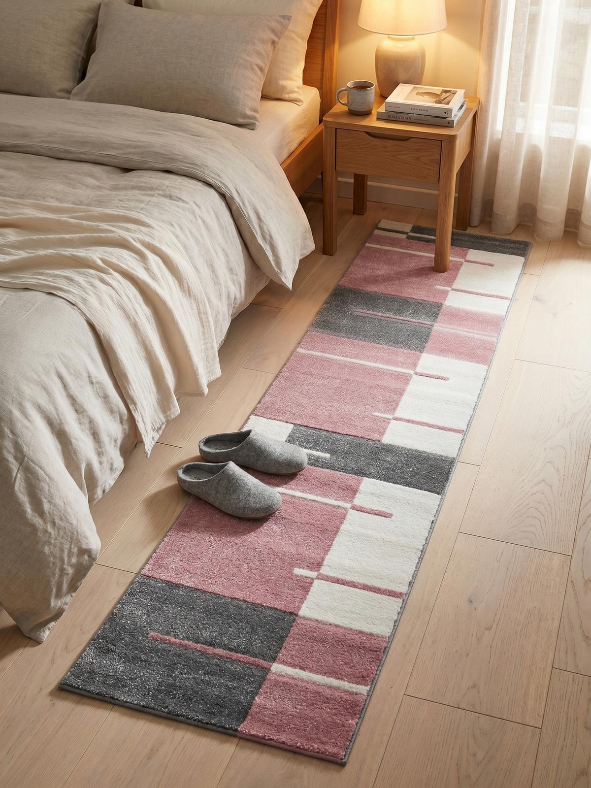 KURZFLORTEPPICH LATEMAR, kariert, Rosa, 80 x 300 cm - Rosa, Textil (300/80cm) - KADIMA DESIGN