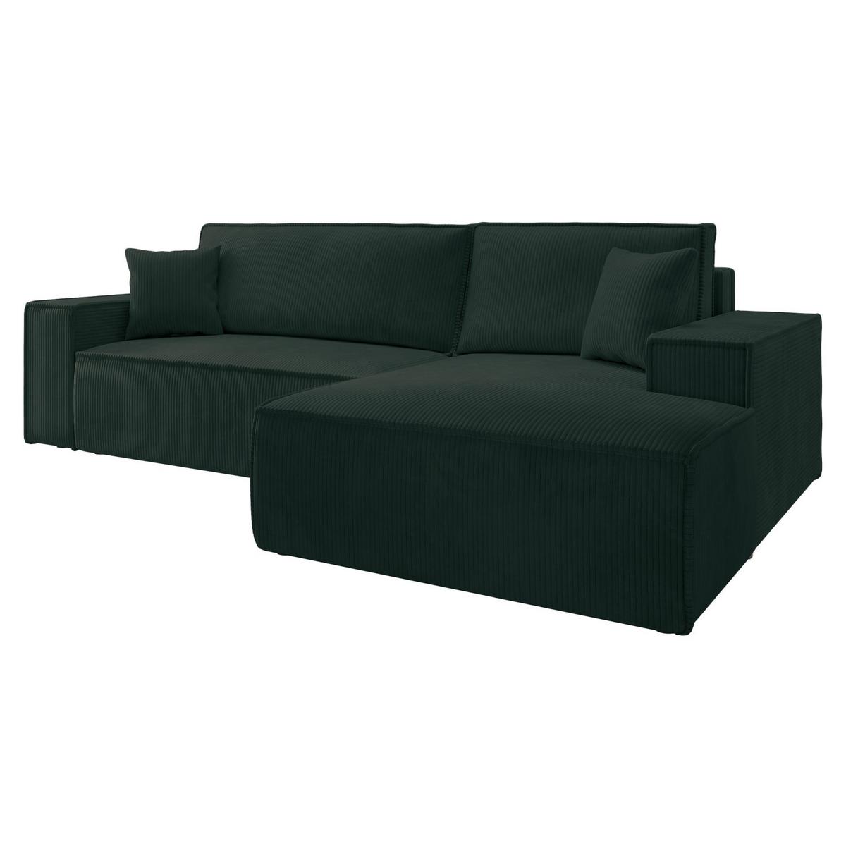 ECKSOFA Farese Dunkelgrün Cordbezug - Schwarz/Grün, Kunststoff/Textil (267/167cm) - Selsey