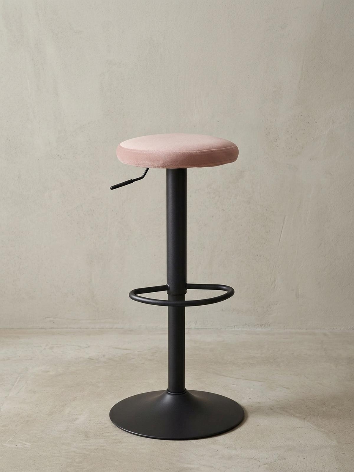 BARHOCKER Höhenverstellbar Eisen Samt Drehbar CAMPANIA, Rosa 40x40x79 cm - Pink/Schwarz, Textil/Metall (40/79/40cm) - KADIMA DESIGN