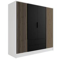 KLEIDERSCHRANK NELIA - 200 cm - Schwarz/Weiß, Holzwerkstoff (200/200/51cm) - ALTDECOR