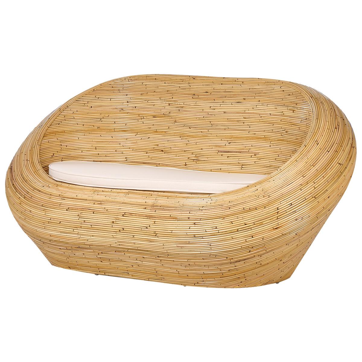 LOUNGE SET 3-teiling Rattan Natürlich Maiori - Beige/Naturfarben, Naturmaterialien (110/110/180cm) - Beliani