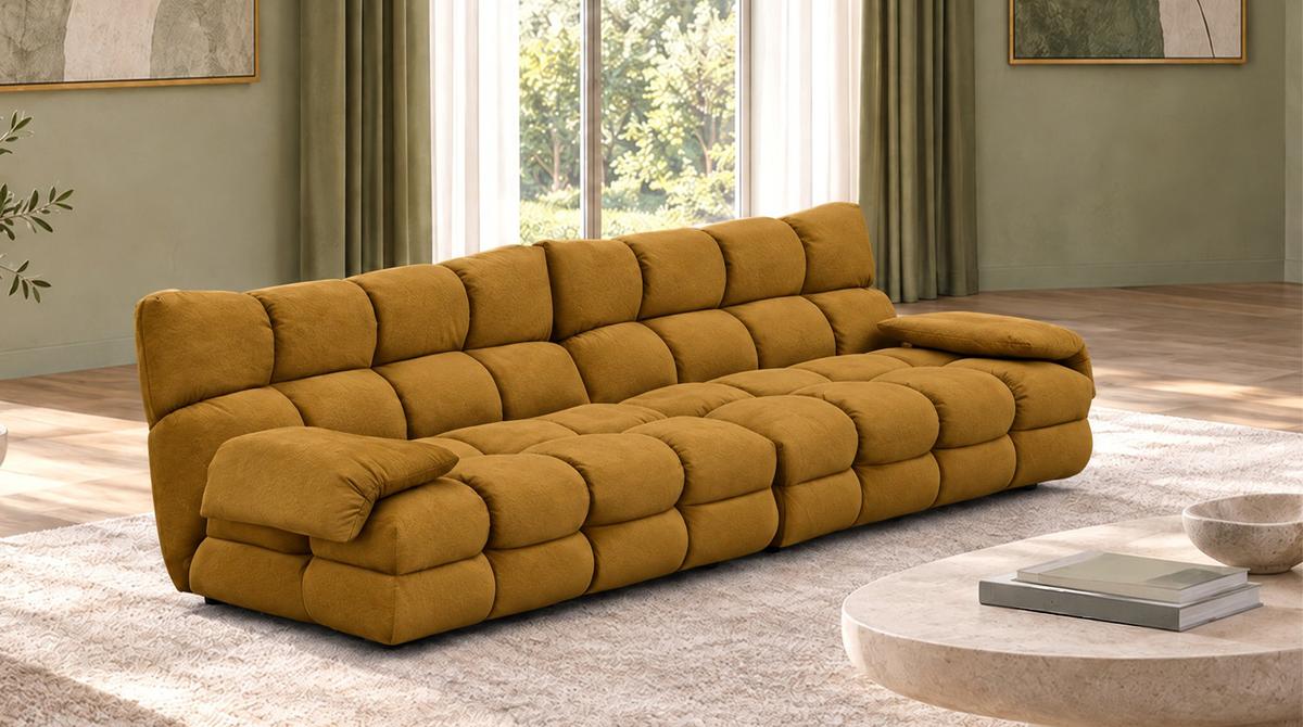 SOFA AMIA Braun Velvet - Schwarz/Braun, Kunststoff/Textil (290/86/108cm) - KAWOLA