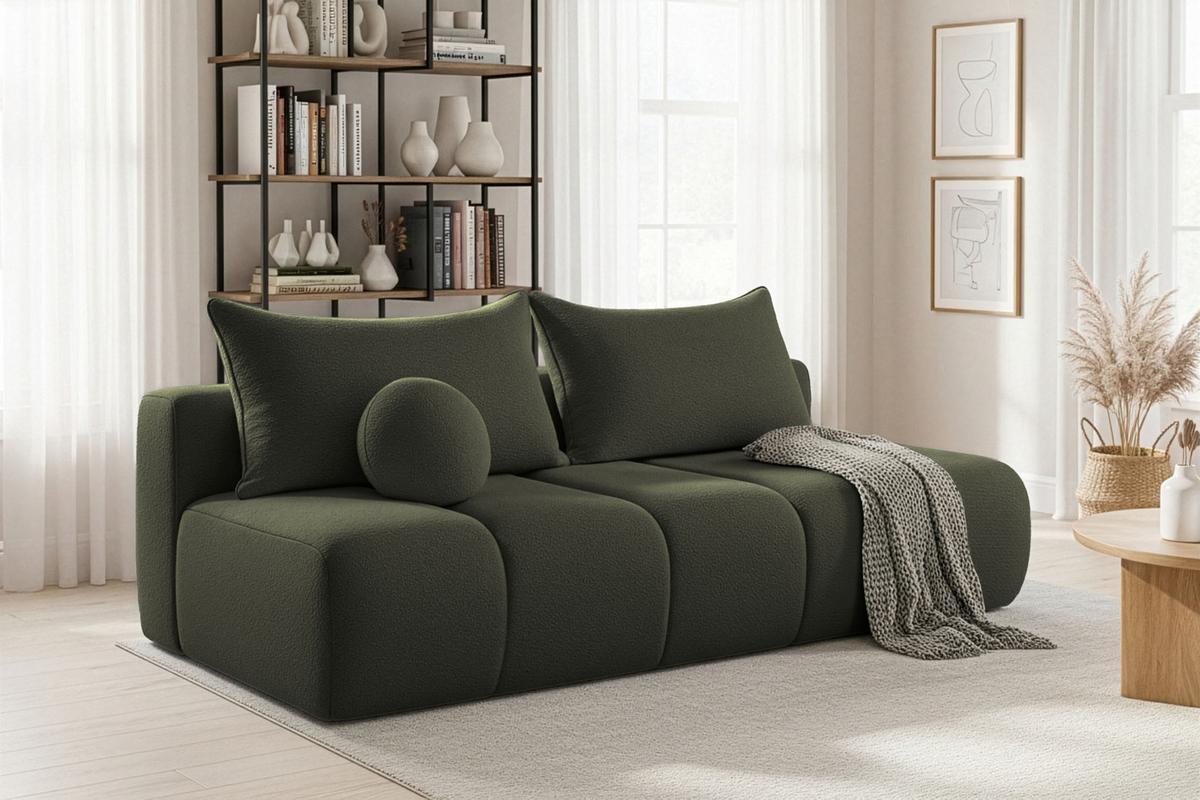 SCHLAFSOFA Milla mit Bettkasten, Dunkelgrün 205/97/85 cm - Dunkelgrün, Textil/Metall (205/97/85cm) - WFL GROUP