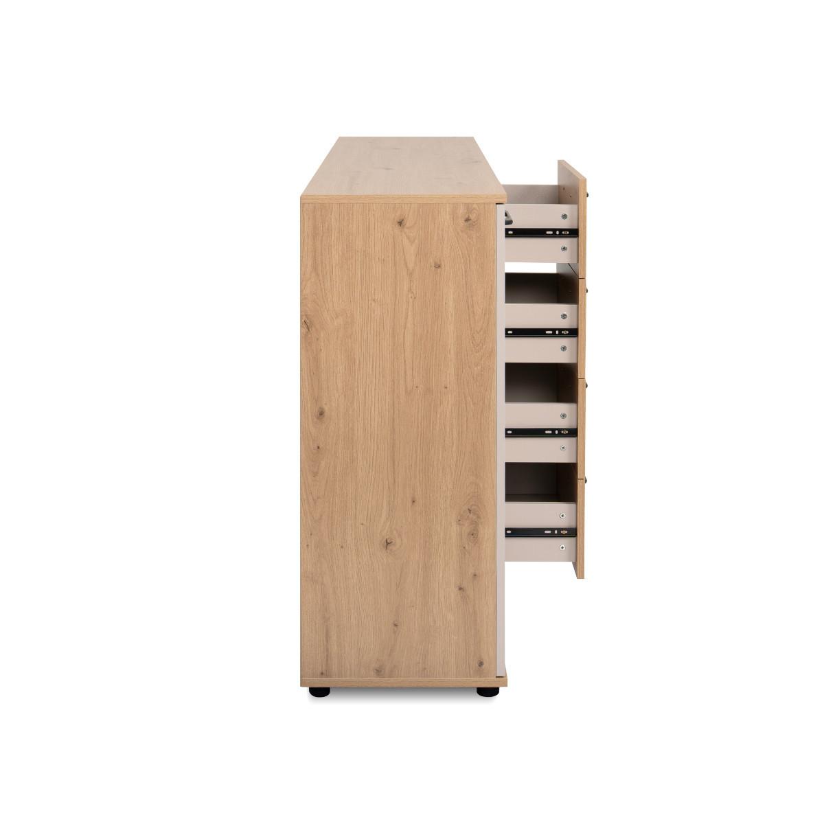SIDEBOARD mit 2 Türen, 4 Schubladen, Eicheneffekt und Kaschmir 35/85,5/120 cm - Eschefarben, Holzwerkstoff (35/85.5/43.5cm) - Calicosy