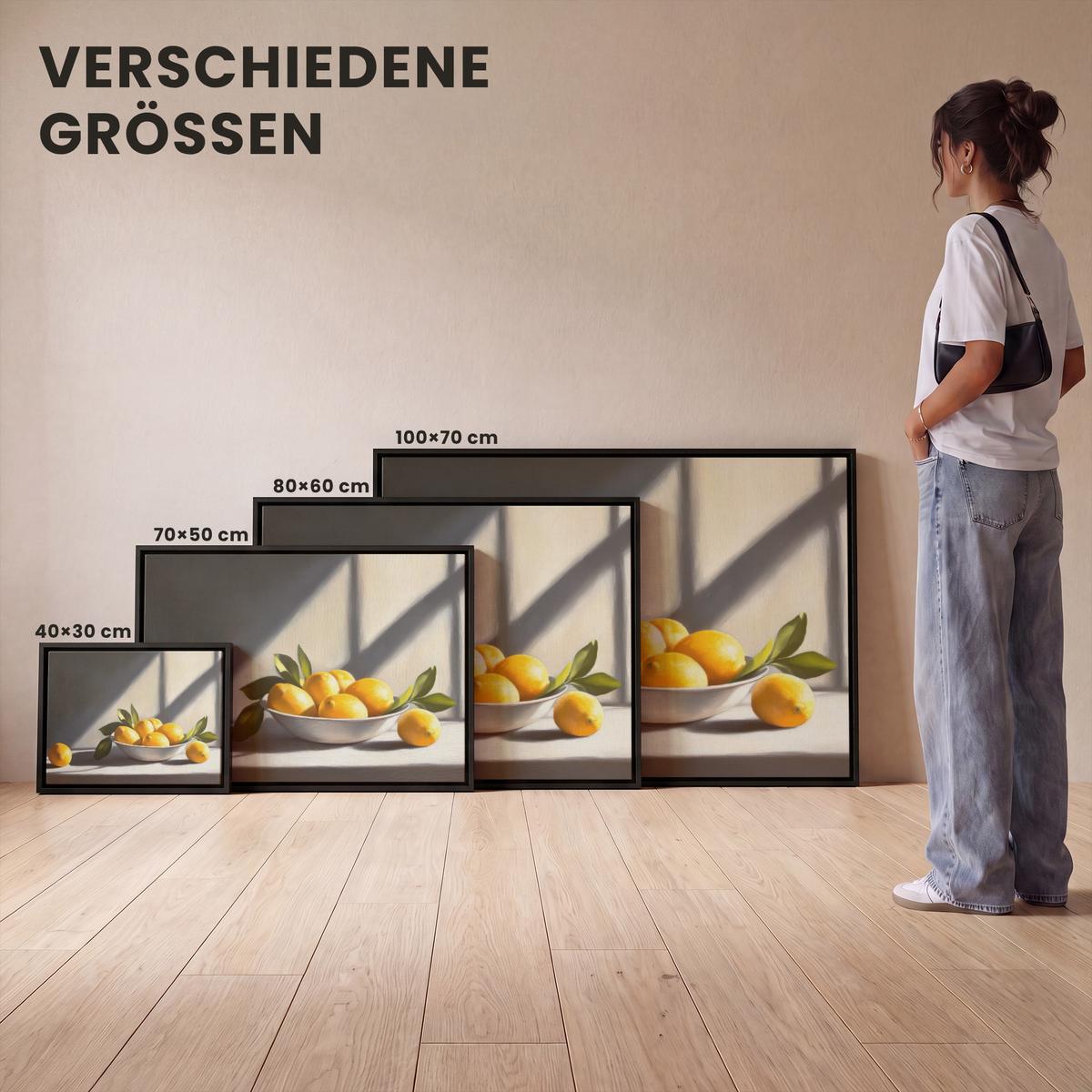 LEINWAND Bilder mit Rahmen - Zitronen - Stilleben - Gelb - 100x70 - Gelb, Textil (100/70cm) - MuchoWow