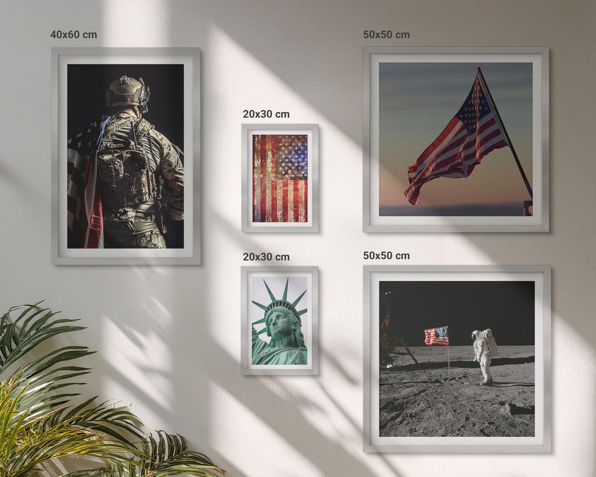 BILDER SET 5er Set - 50x50 cm & 20x30 cm & 40x60 cm Silberner Rahmen - Ruhige Landschaften am Strand der Sonne - Silberfarben, Kunststoff (40/60cm) - TULUP