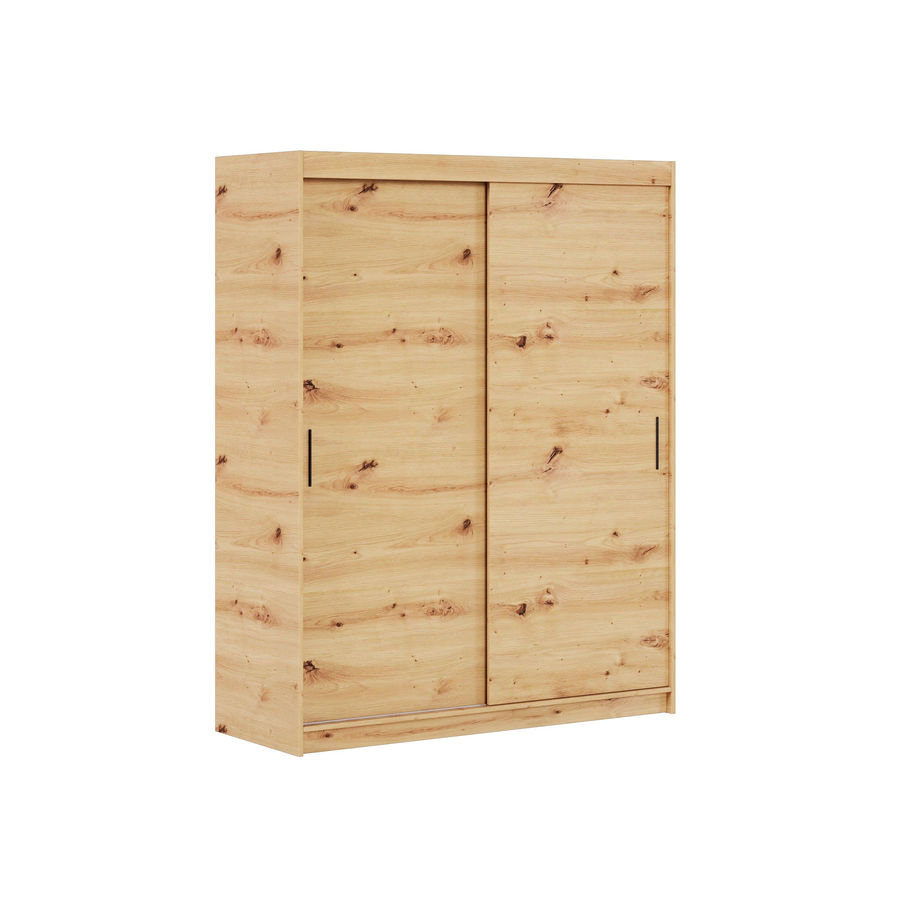 SCHWEBETÜRENSCHRANK TELA 100/205/60cm 2-türig mit Spiegel Eiche Artisan - Eiche Artisan, Holzwerkstoff (100/205/60cm) - MASSENO