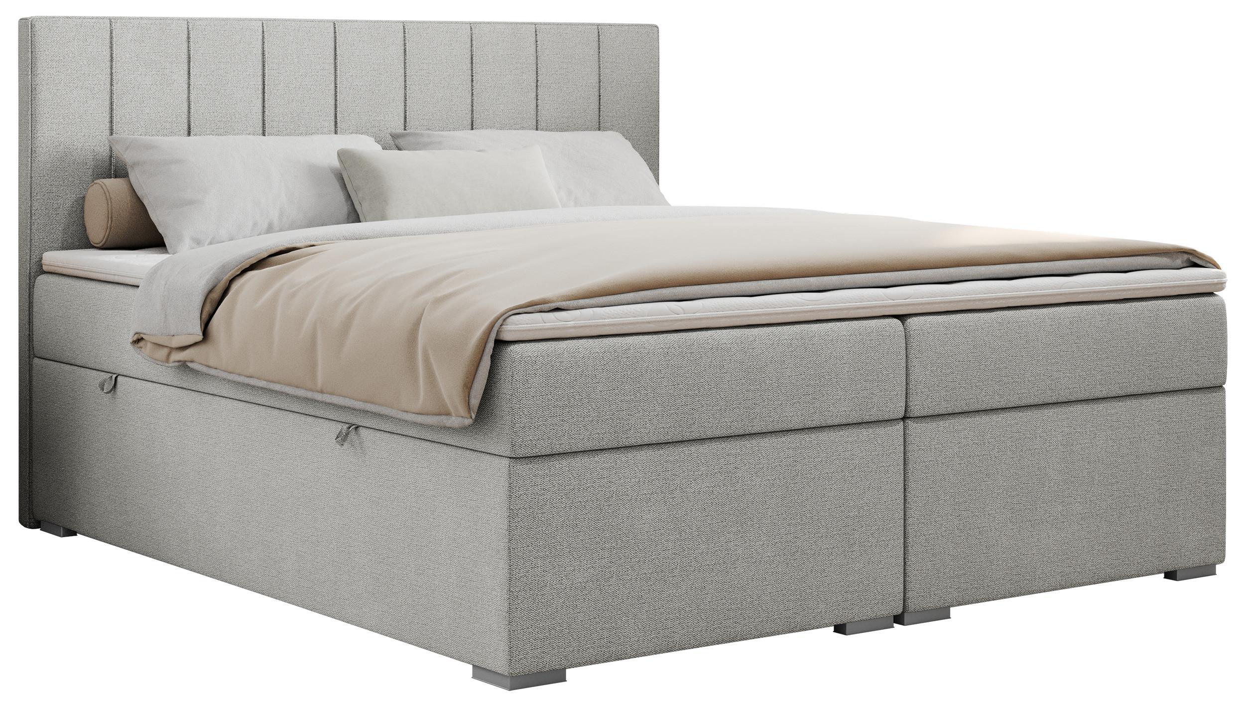BOXBETT ALLY 180/200 Hellgrau Struktur - H3 - Hellgrau, Holz/Textil (180/200cm) - MKS
