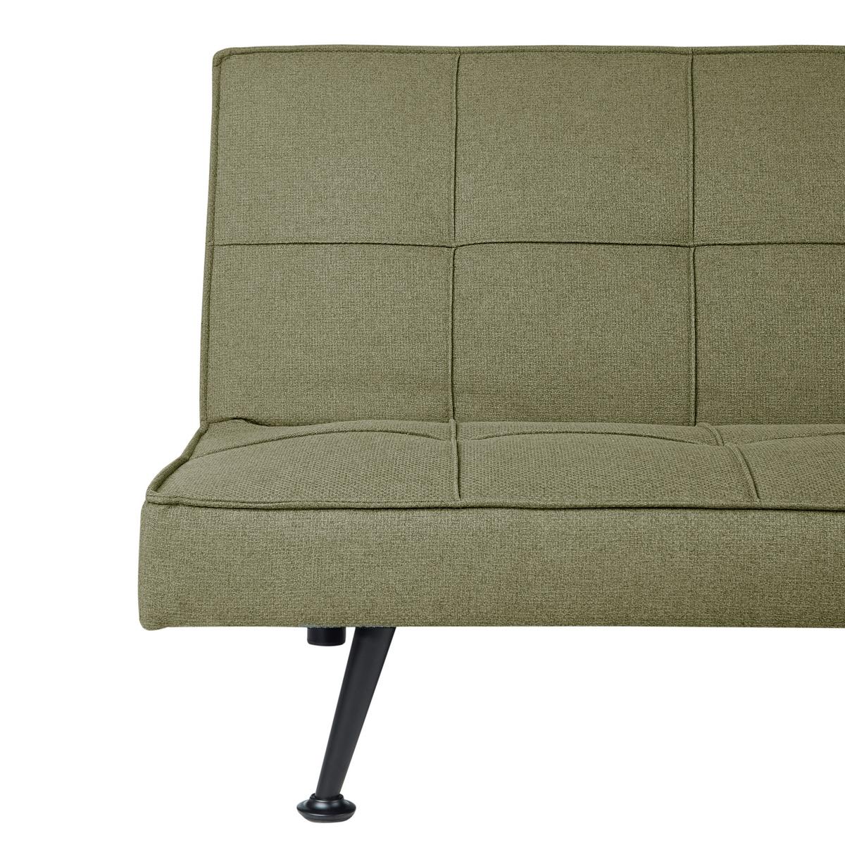 3-SITZER-SCHLAFSOFA olivgrün Hasle - Silberfarben/Grün, Textil (168/77/88cm) - Beliani