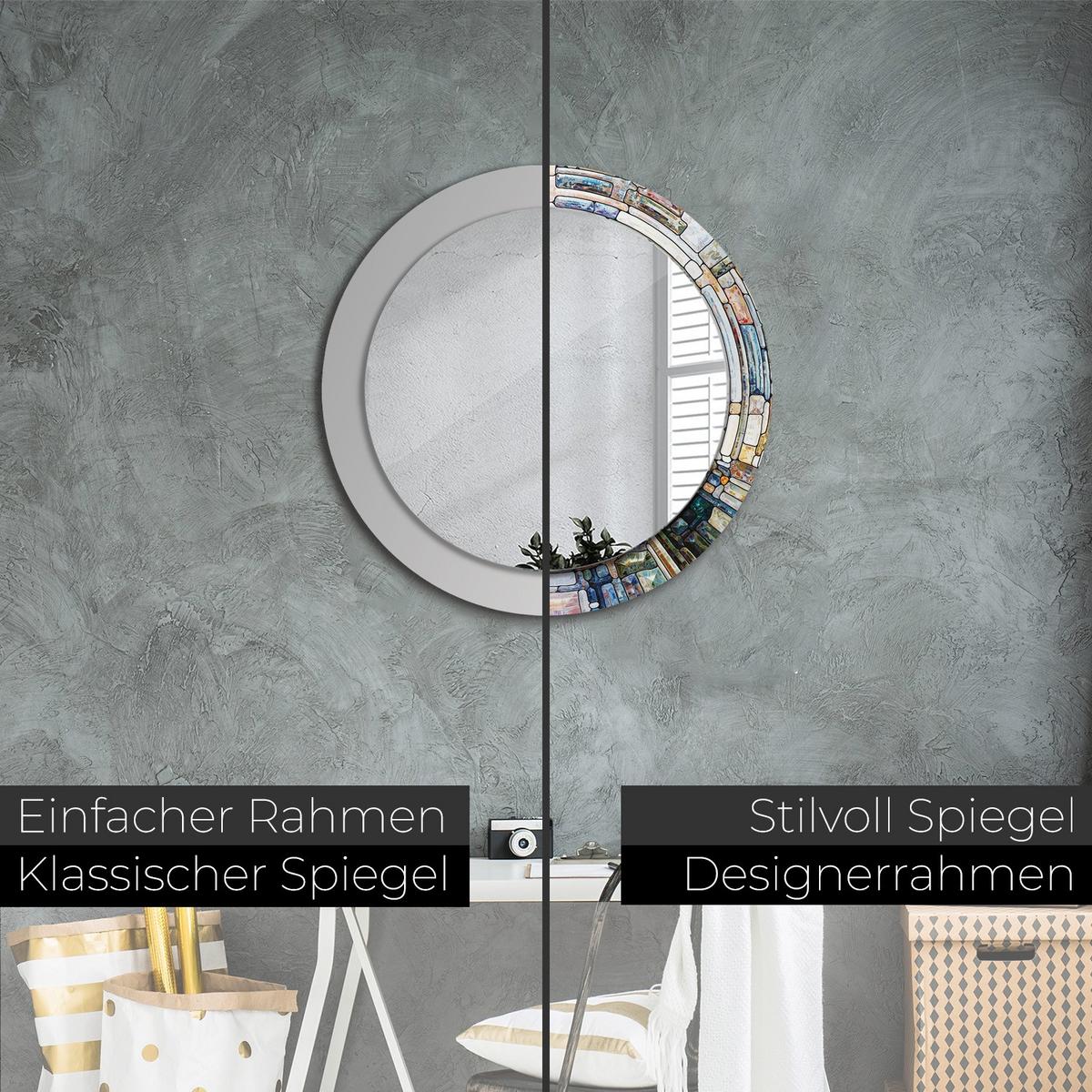 SPIEGEL Ø70 cm Rund mit Aufdruck - Silberfarben, Glas (70/70/0.4cm) - TULUP