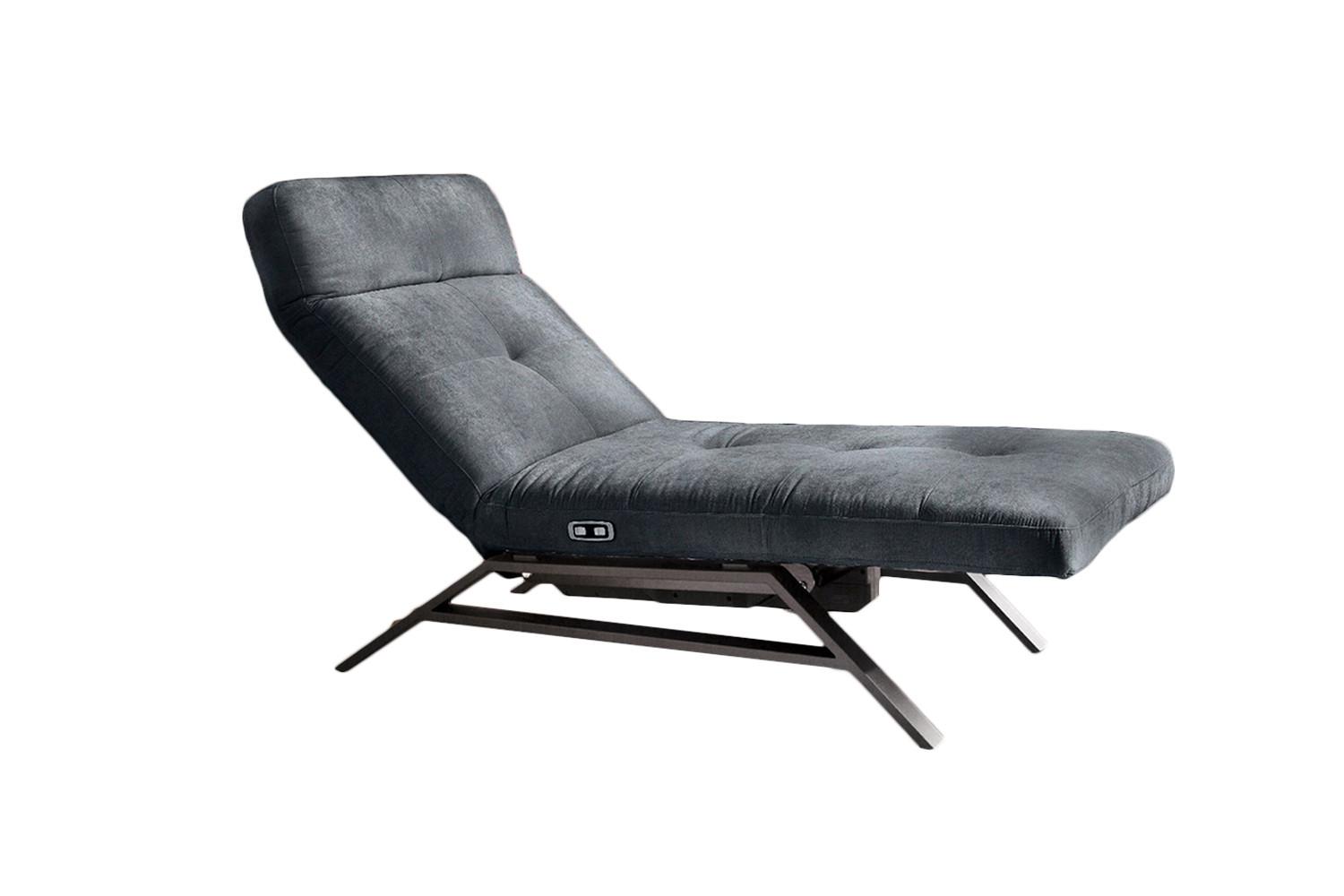 LIEGE MIT MOTORISCHER RELAXFUNKTION AMERIVA Schwarz Velvet Relaxfunktion - Silberfarben/Schwarz, Textil (80/110/158cm) - KAWOLA