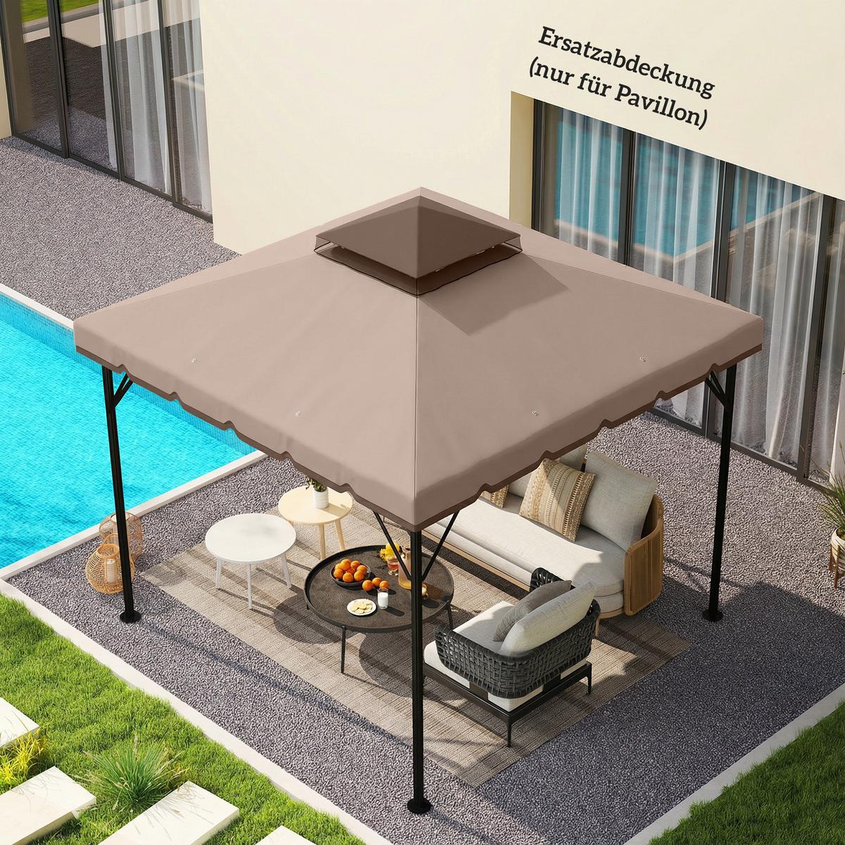 PAVILLON-ERSATZDACH Polyester Khaki Braun - Braun, Textil (300/1/300cm) - Outsunny