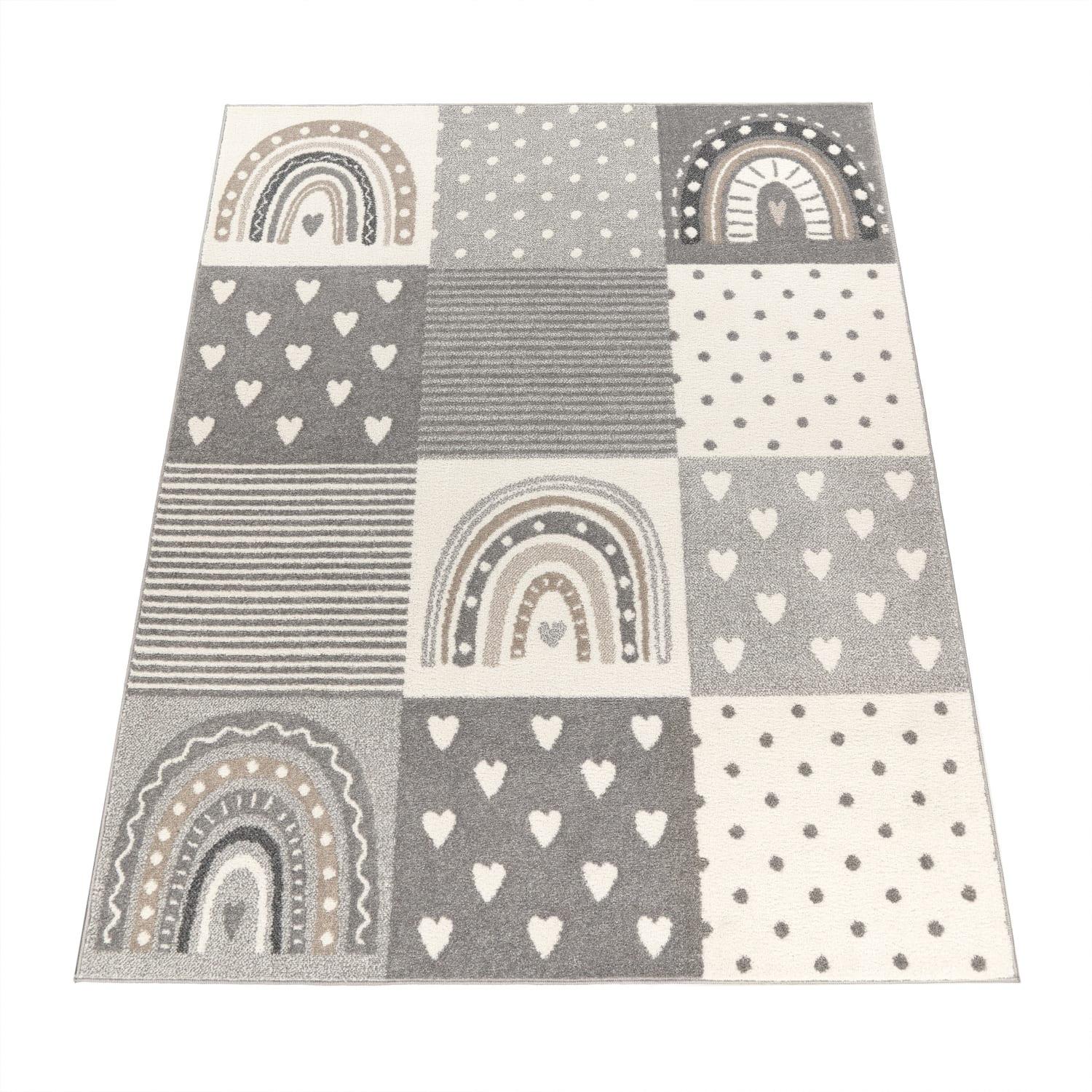 KINDERTEPPICH, mit Prinzessinnen-Patchwork, Grau, 80 x 150 cm - Grau, Textil (80/150cm) - KADIMA DESIGN