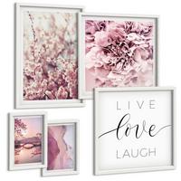 BILDER SET 5er Set - 50x50 cm & 20x30 cm & 40x60 cm Weißer Rahmen - Italienische Sonnenuntergänge - Weiß, Kunststoff (40/60cm) - TULUP
