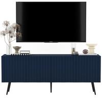 TV-SCHRANK Elpis Marineblau Matt mit Metallbeine Glamour 150 cm - Blau/Schwarz, Holzwerkstoff/Metall (150/60.5/36.5cm) - Meble Lindner