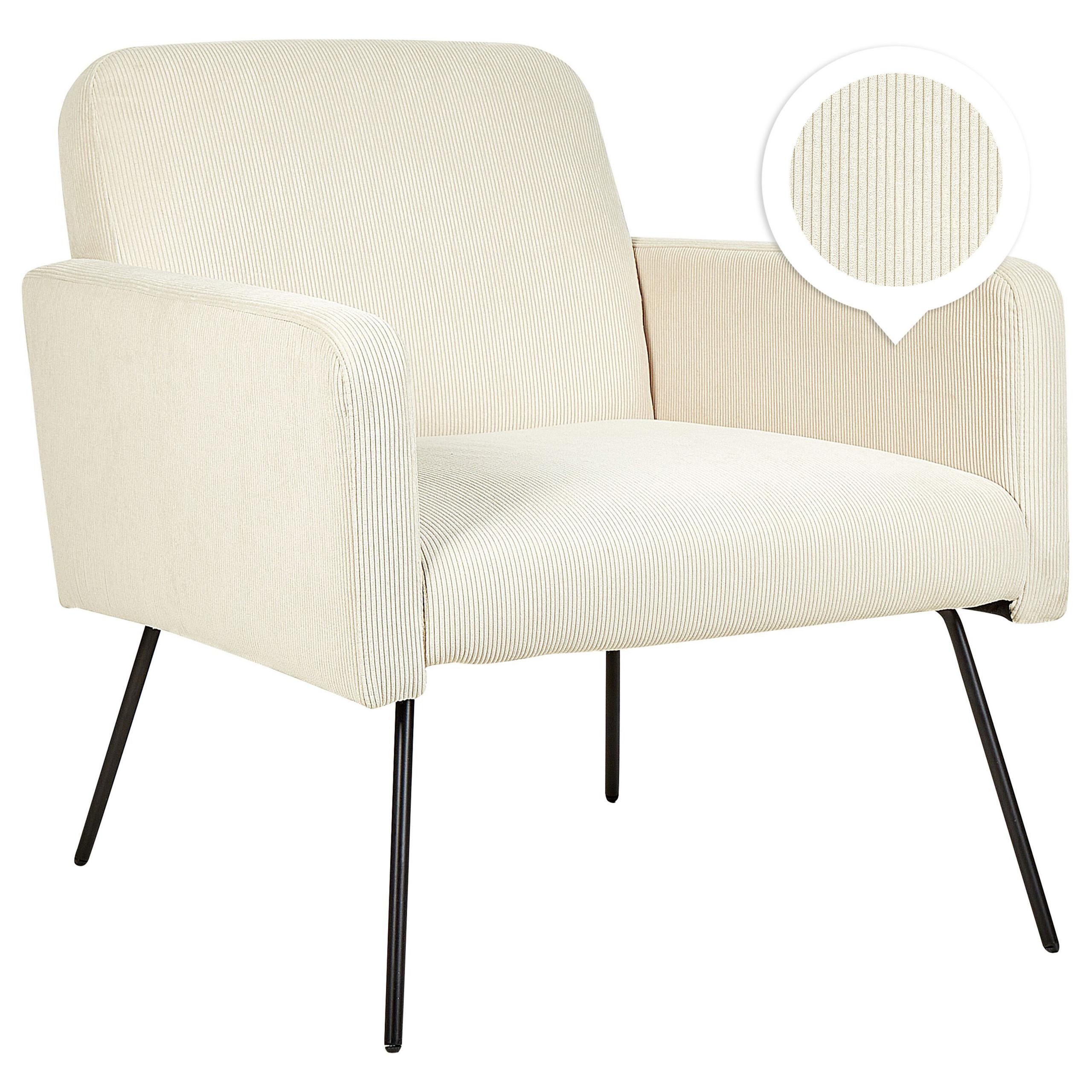 SESSEL Cord Beige Narken - Beige, Textil/Metall (72/77/76cm) - Beliani