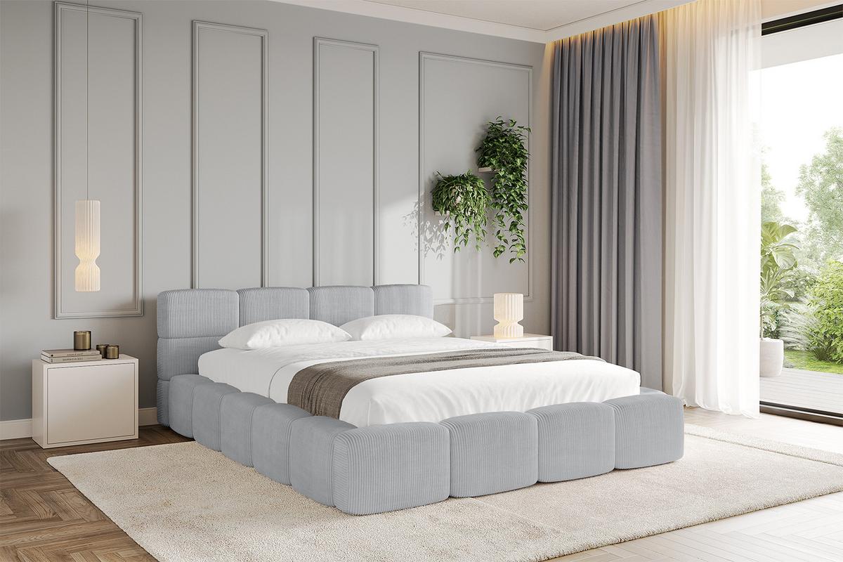 POLSTERBETT mit Bettkasten und Lattenrost, Bett mit Kopfteil, Boxbett ohne Matratze, Doppelbett mit Stauraum - NATA-v1 200x200 Grau - Graphitfarben, Holzwerkstoff/Textil (200/200cm) - ALTDECOR