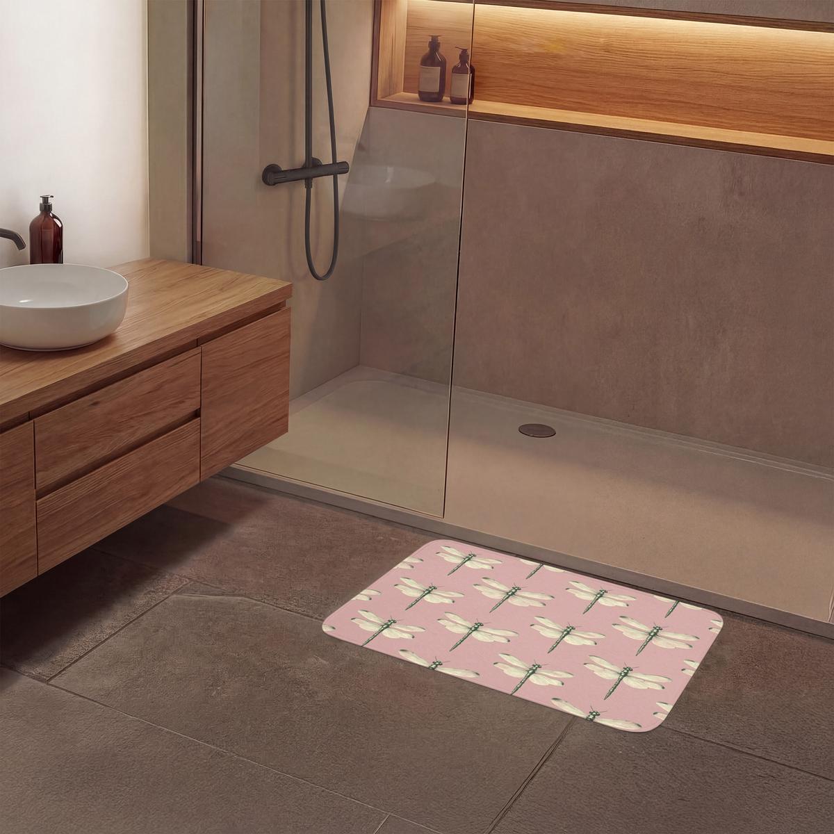 BADEMATTE Lillibells - Muster - Rosa 80x50 cm - Rosa, Textil (80/50cm) - OnlyWow