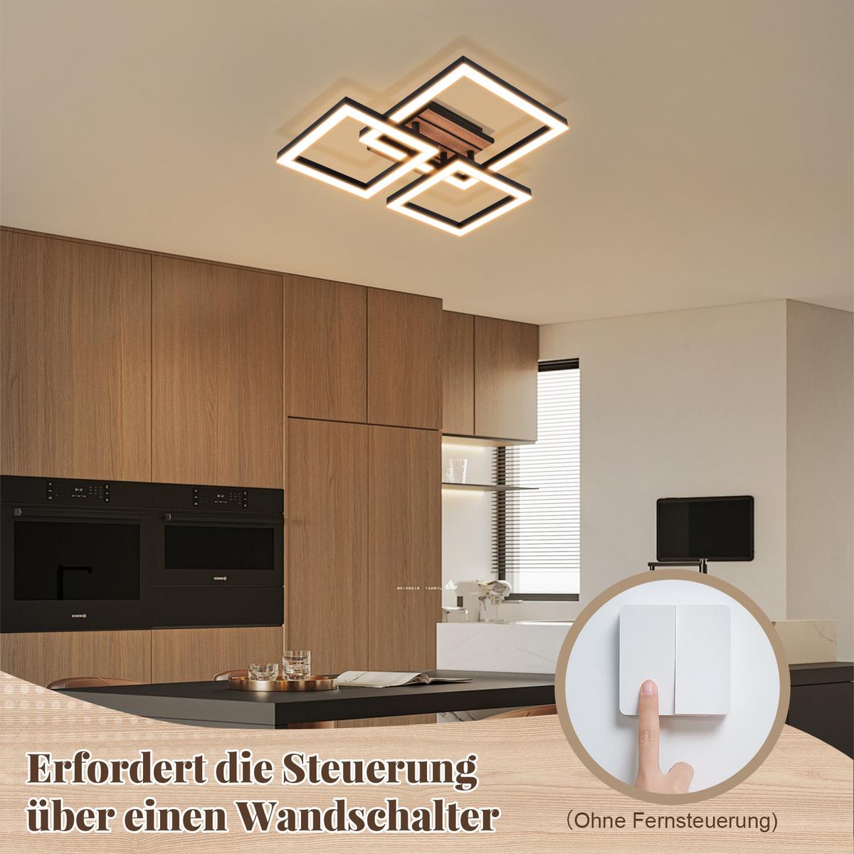 LED DECKENLEUCHTE Fixalin 31.5/38/8 cm - Schwarz, Kunststoff/Metall (31.5/38/8cm) - ZMH