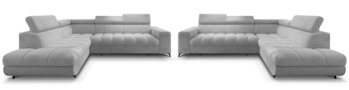 ECKSOFA MORIVA Q R-S Orange Boucle-Stoff mit Schlaffunktion - Orange, Holzwerkstoff/Textil (253/190cm) - MASSENO