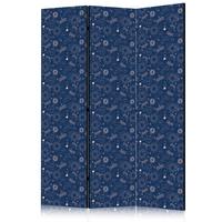PARAVENT Beidseitig Bedruckter 3-tlg 135x172 cm Sonne Sterne Weltraum Boho - Blau, Holz/Textil (135/172/3cm) - Muralo