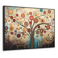 LEINWAND Bilder mit Rahmen - Baum - Baum des Lebens - Farbe - 100x70 - Braun, Textil (100/70cm) - MuchoWow