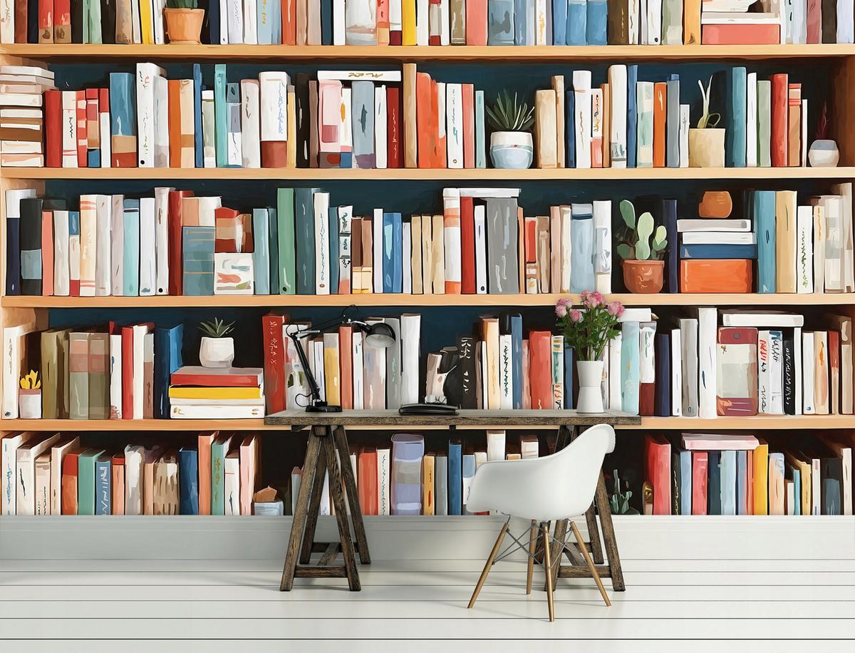 FOTOTAPETE Bibliothek Bücher Braun 150x105 cm - Multicolor, Papier (150/105cm) - Wallarena
