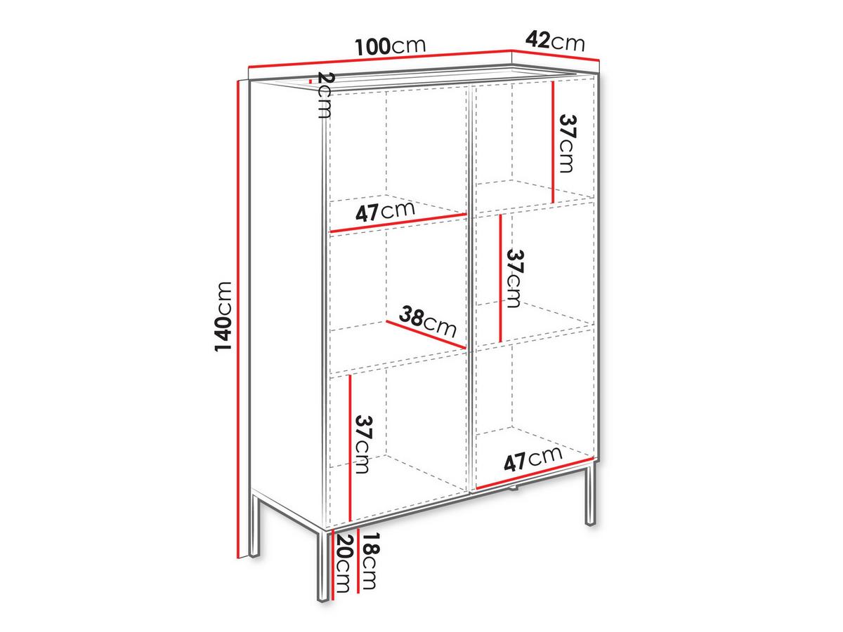KOMMODE Como 100 2D - Kaschmir/Schwarz, Holzwerkstoff/Metall (100/140/42cm) - MIRJAN24