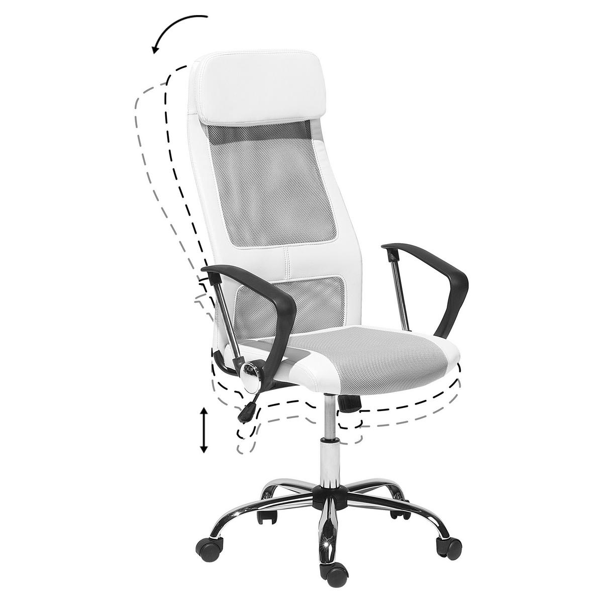 BÜROSTUHL Kunstleder Weiß Pioneer - Weiß, Kunststoff/Textil (63/118/63cm) - Beliani